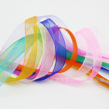 [Best-Selling Model] 1cm Snow Gauze with Chiffon Transparent Ribbon Organza with Hook Hat Braided Hair Bookmark Packaging Ribbon