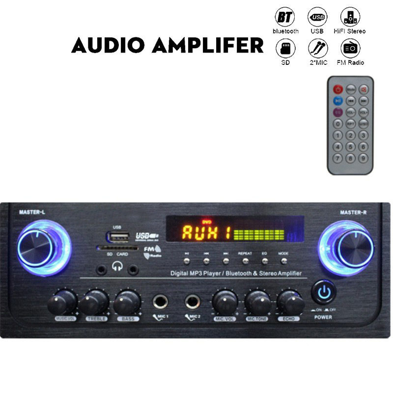 High-Power Home Bluetooth Amplifier Karaoke Audio Radio Power Amplifier Source Mp-801B