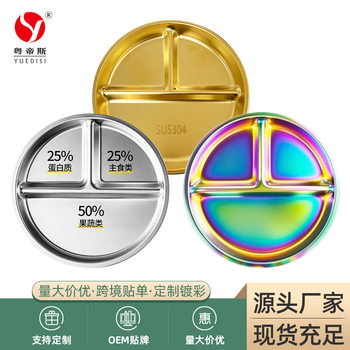 Factory Direct Supply Amazon Fat-Reducing Dinner Plate Stainless Steel Compartmented Dinner Plate 211 Diet Fat-Reducing Plate Non-Odor Dinner Plate