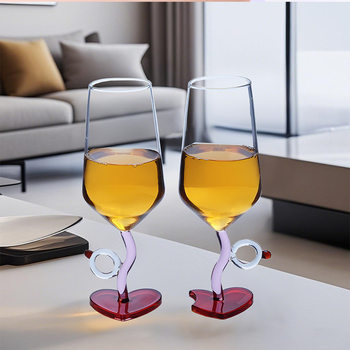 Cupid Ring Pair of Goblets Tall Glasses Wedding Celebration Valentine's Day Gift Base Design Wine Glasses Red Wine Glasses