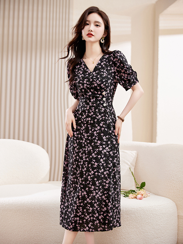 (Mới) Mã K3673 Giá 1400K: Váy Đầm Liền Thân Nữ Hatdi Tay Phồng Hàng Mùa Hè Họa Tiết Hoa Cổ Chữ V Thời Trang Nữ Chất Liệu G04 Sản Phẩm Mới, (Miễn Phí Vận Chuyển Toàn Quốc).