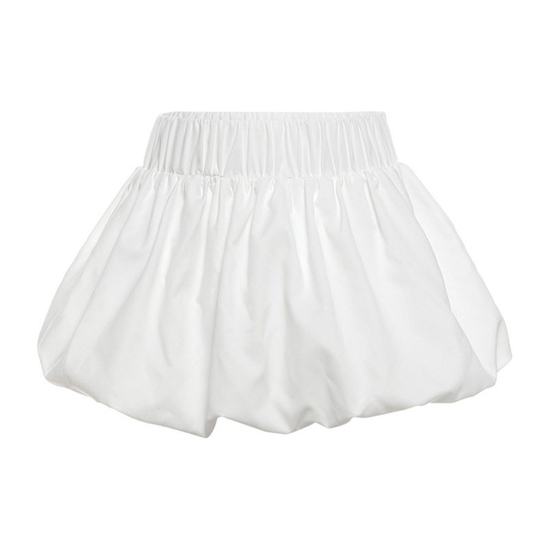Summer Womens Bubble Skirt High Waist Solid Color Versatile Design Casual Wear for Parties or Outings Wholesale