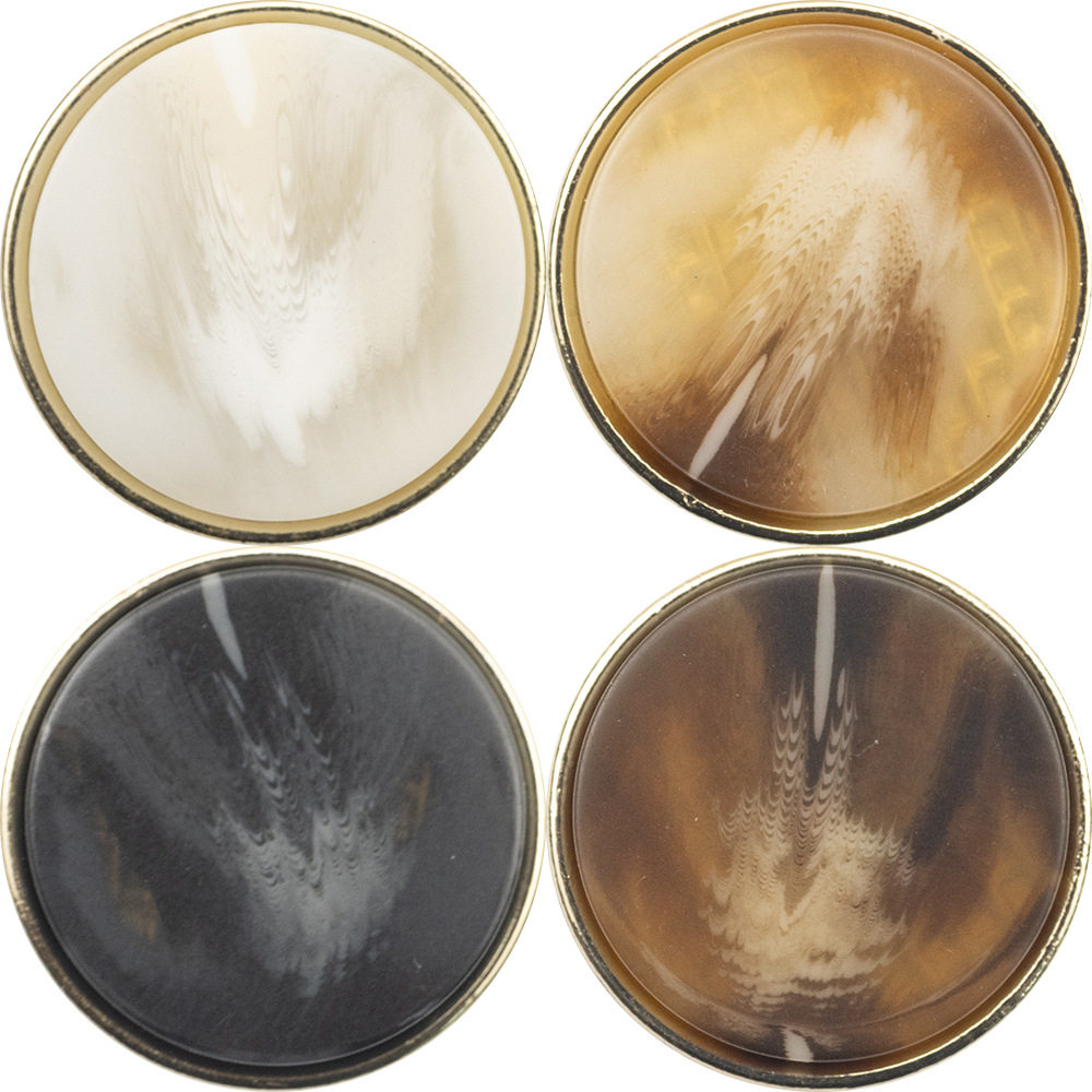 Black Resin and Metal Double Button Combination Button Brown Color Women's Coat Suit Cashmere Plush Overcoat Buckle