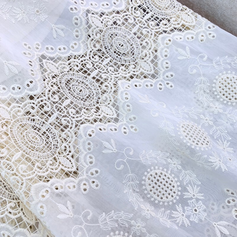 Quần dài nữ ống rộng ren thêu khoét hở lưng cao — Lan đen, Ngọc Hạnh