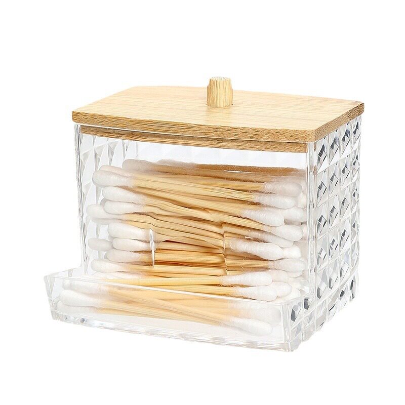 New creative diamond pattern cotton storage box multi-purpose desktop finishing box with lid cylindrical wooden lid storage box