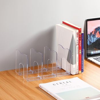 Five-Compartment Transparent Acrylic Desktop Storage Bookshelf Thickeneded Office Plastic Storage Learning Book Display Stand