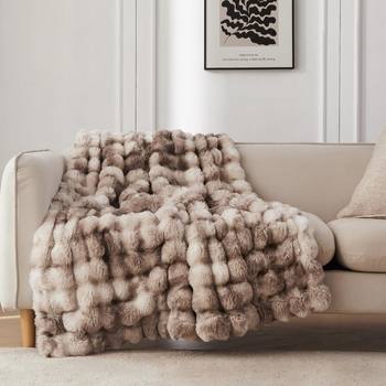 Sofa Faux Wool Blanket 3D Soft Warm Decorative Plush Blanket Comfortable Fluffy Plush Lightweight Blanket Bed Sofa