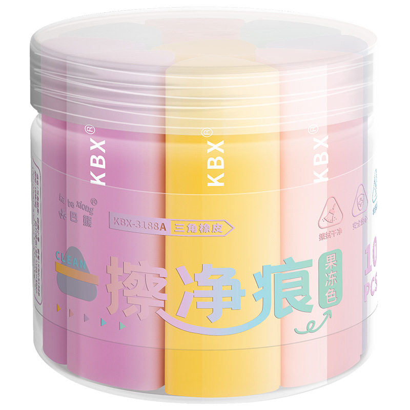 Kaba Bear Triangular Eraser, No Crumbs, Super Clean, Specially Designed for Primary School Students to Wipe into Strips, Wipe Clean Without Leaving Traces 2B