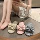 New Style Bow Flat Linen Slippers Women's Slimming Exterior Wear Indoor Dual-Use Ultra-Light Ultra-Soft Lattice Slippers for All Seasons