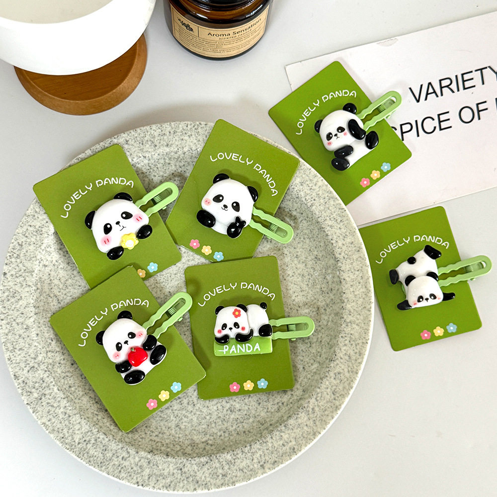 可爱熊猫发夹学生卡通刘海碎发夹高颜值碎发侧边夹少女心头饰发饰