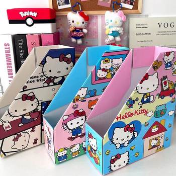 Blue Background Kitty Cartoon Bookend Storage Box Desktop Bookshelf Paper Folder Cartoon Cute Bookend