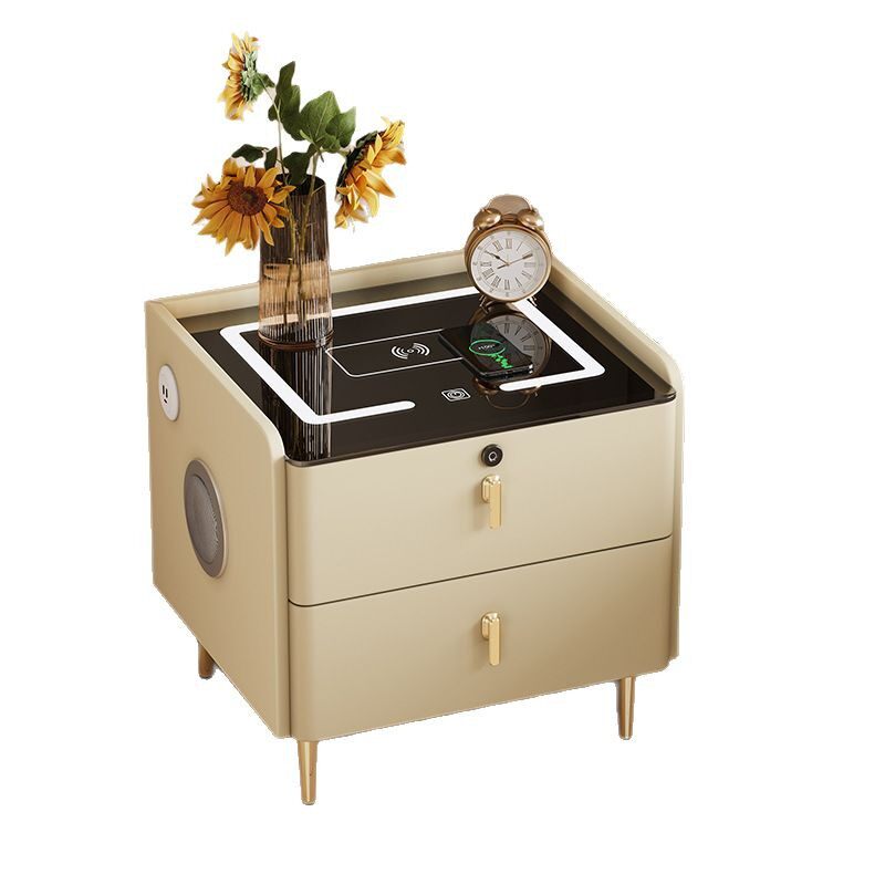 Smart Bedside Table Modern Simple Solid Wood Light Luxury High-end Wireless Charging Multifunctional Bedroom Storage Bedside Cabinet