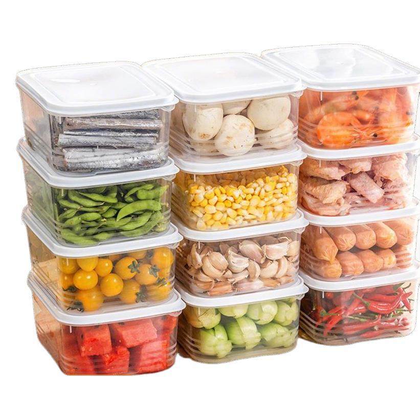 Plastic Storage Thickened Lunch Box Food Storage Box Kitchen Refrigerator Fresh-Keeping Box Freezer Sealed Lunch Box Storage