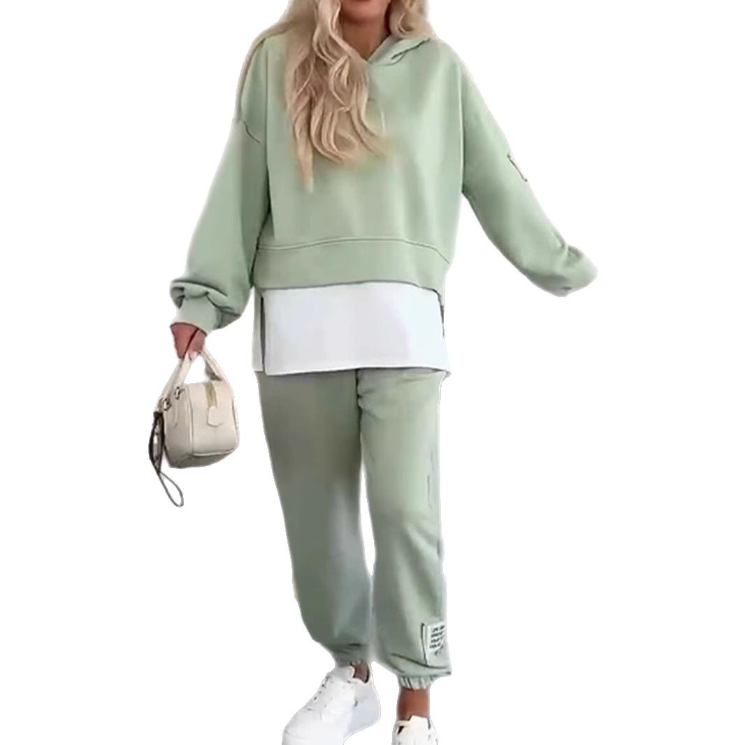 Womens Casual Hooded Tracksuit Solid Color Comfortable Fabric Stylish Design Perfect for Sports and Leisure
