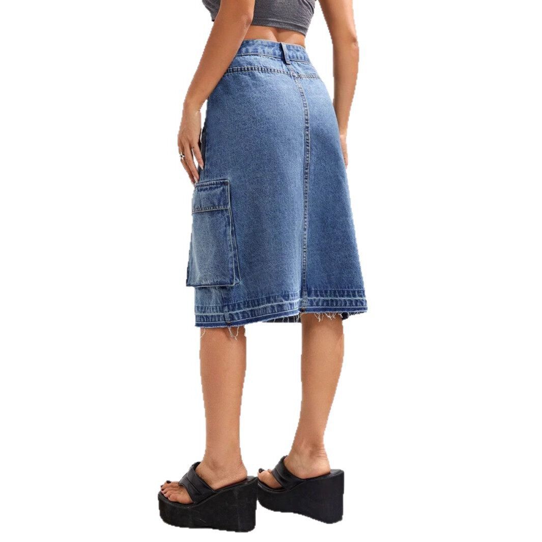 High Waisted Denim Skirt Slim Fit Casual Style Versatile Design Perfect for Everyday Wear Wholesale Available