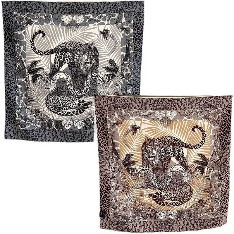 Double-sided printed silk wool all-match silk wool large square scarf for autumn and winter women's fashionable warm scarf shawl