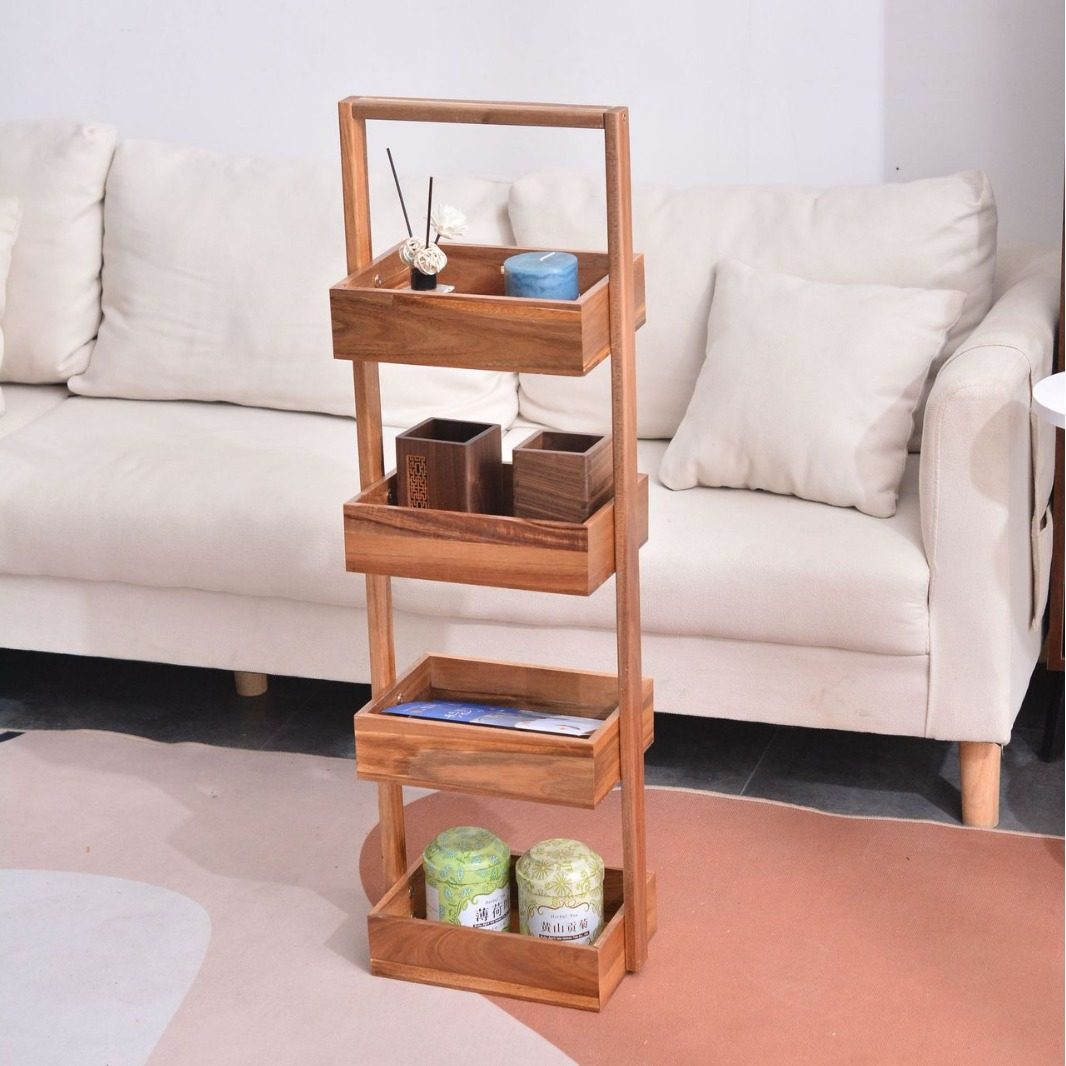 Simple solid wood multi-layer storage rack snack storage living room bathroom wooden multi-layer gap storage rack kitchen storage