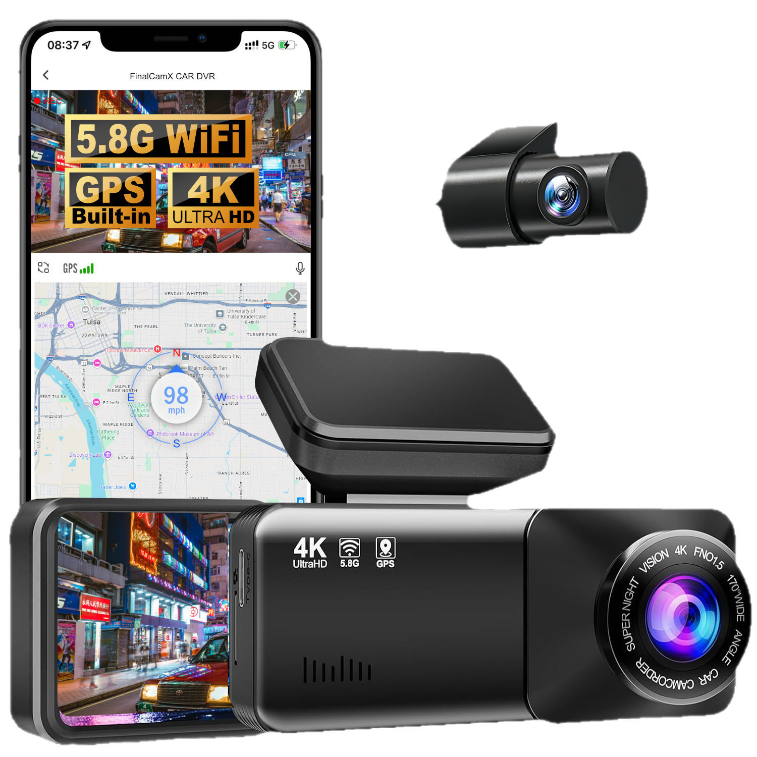 25 New Models of Temu Cross-Border Dual-Recording Dash Cams with Front 4K and Rear 2160P, 170-Degree High-Definition Night Vision, and 5g Wifi