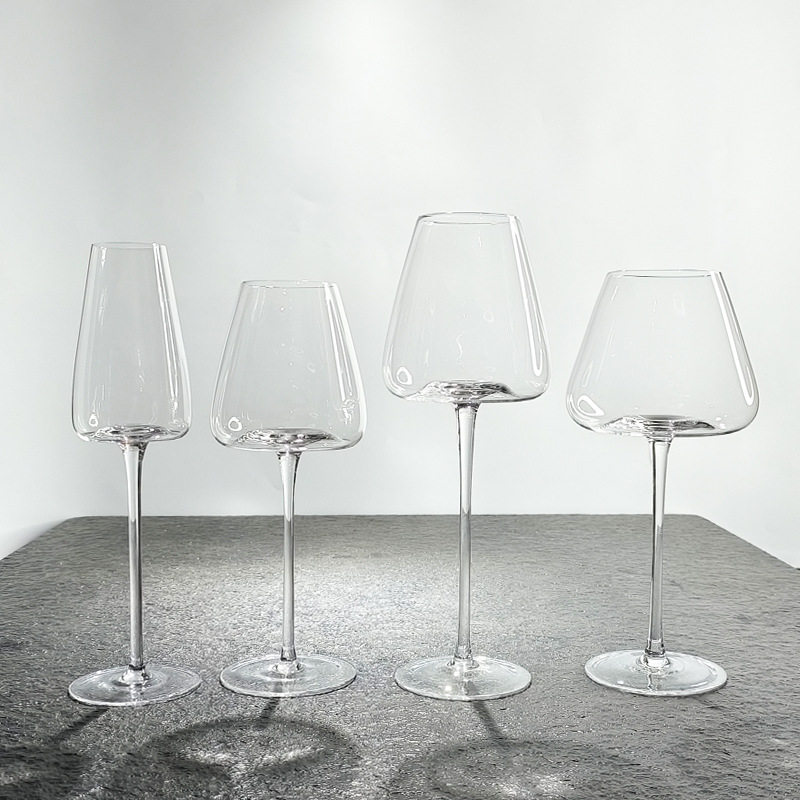 Red Wine Glass Transparent Burgundy Lead-Free Crystal Glass Big Belly Goblet Bordeaux Glass Concave Bottom Wine Glass
