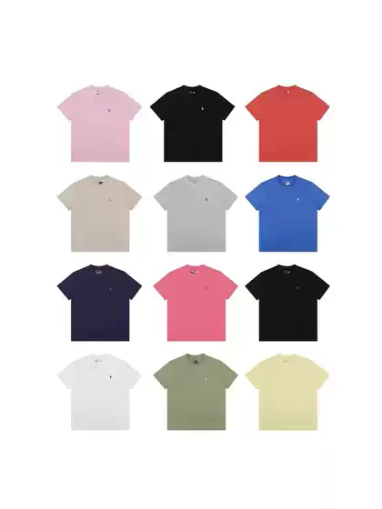 Summer hot selling RL embroidered T-shirt with QR code, exclusively for cross-border dropshipping brand with multiple colors in bulk stock