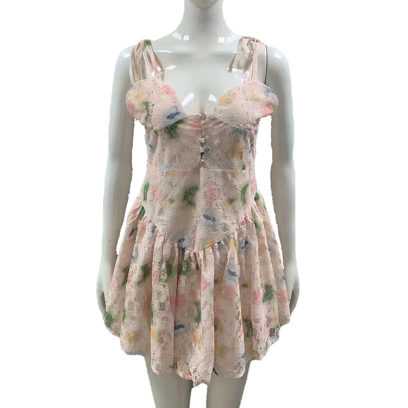 Womens Lace A Line Mini Dress Sexy Waist Defining Spaghetti Straps Perfect for Parties or Night Out Wholesale