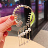 Fairy ancient style orchid tassel ponytail buckle sweet ball head alloy hairpin women's back spoon updo hair buckle