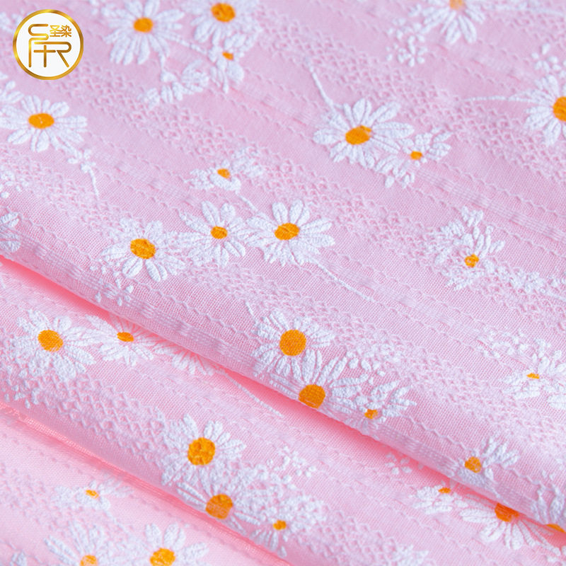 100% Cotton 40S Printed Three-Dimensional Daisy DIY Floral Fabric for Dresses, Children's Clothing, and Tablecloth Material
