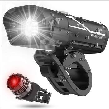 Bicycle headlight USB rechargeable bicycle light aluminum alloy car headlight 5-speed warning light riding flashlight accessories