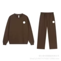Coffee brown crew neck straight-leg set