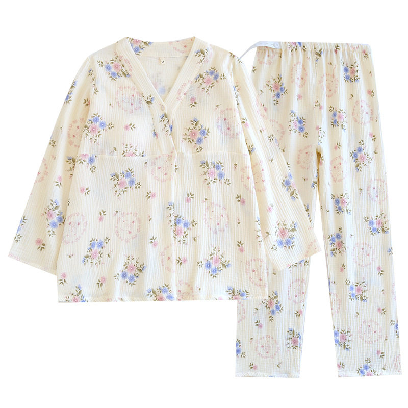 With chest pad month clothing cotton spring and autumn expectant pregnant women postpartum nursing nursing clothes two-piece set of hair replacement