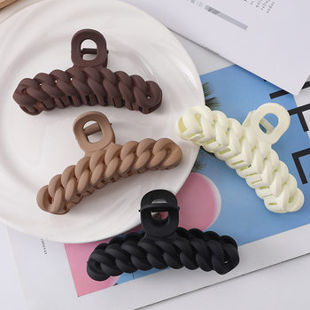 European and American Cross-Border Hot-Selling Versatile Hair Accessories for Women, Hollow Chain-Shaped Frosted Grippers, High Ponytail Ball Head Grippers