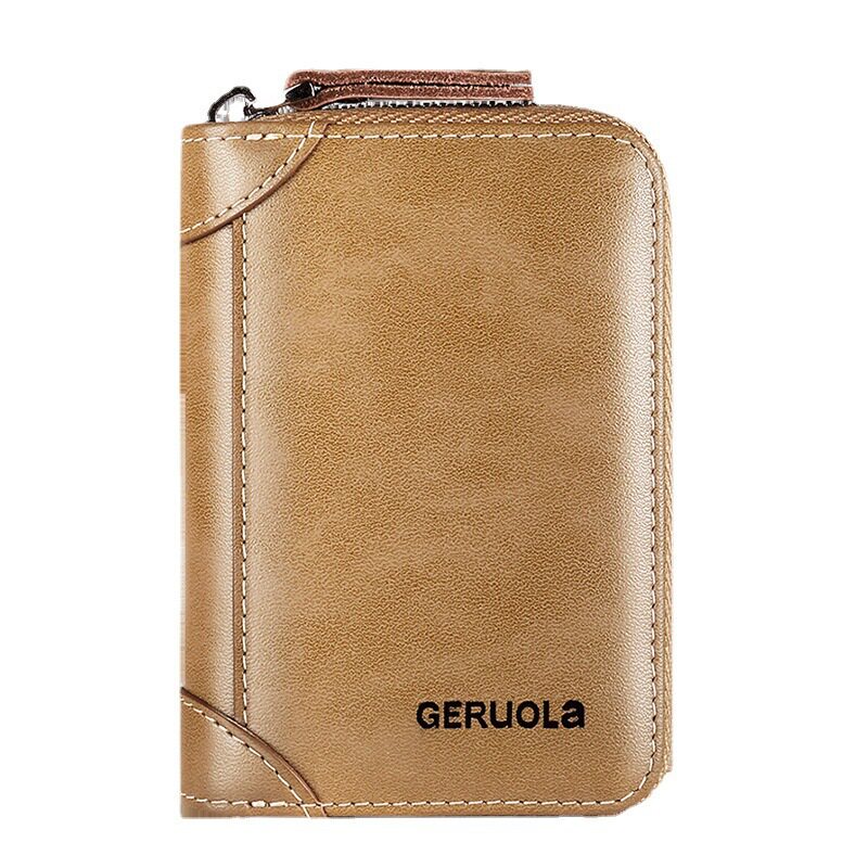 Guangzhou Leather Factory Card Holder Men's Genuine Leather Multi-Card Slot Anti-Degaussing Zipper Small Card Holder Ultra-Thin Driver's License Cover Men