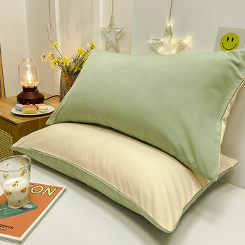 Washed cotton pillowcase a pair of sanding solid color simple pillowcase pillow cover factory wholesale direct foreign trade four seasons