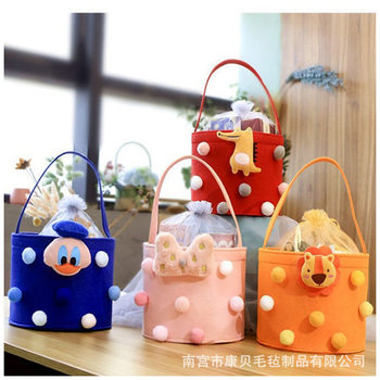 Wholesale Felt Hugging Bucket New Cartoon Felt Bag Accompanying Gift Baby Full Moon Banquet Back Gift Bag Children's Handbag
