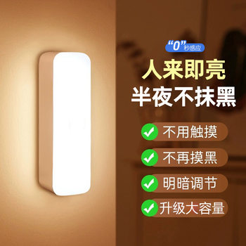 Human body induction night light intelligent rechargeable voice control light household wireless aisle wall night corridor induction light