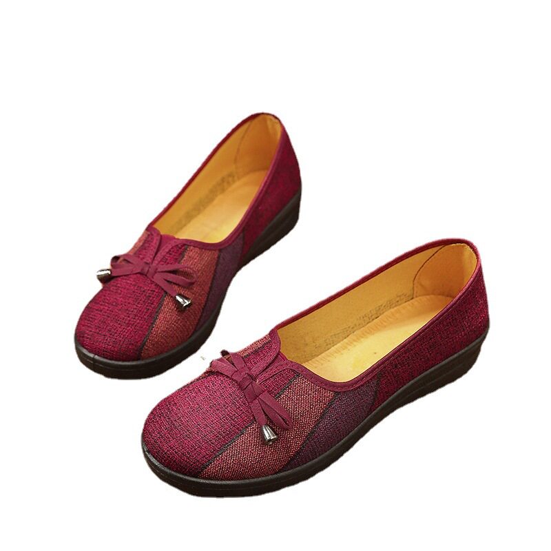 Old Beijing Cloth Shoes for Women, Winter Casual Breathable Three-Color Butterfly Hanfu Cloth Shoes for Mothers, 2025 Qianyude Shoes