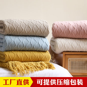 INS Sofa blanket Cover blanket Knitted Small blanket Diamond Nap blanket Air-conditioning blanket Bed Cover blanket Lunch Break blanket