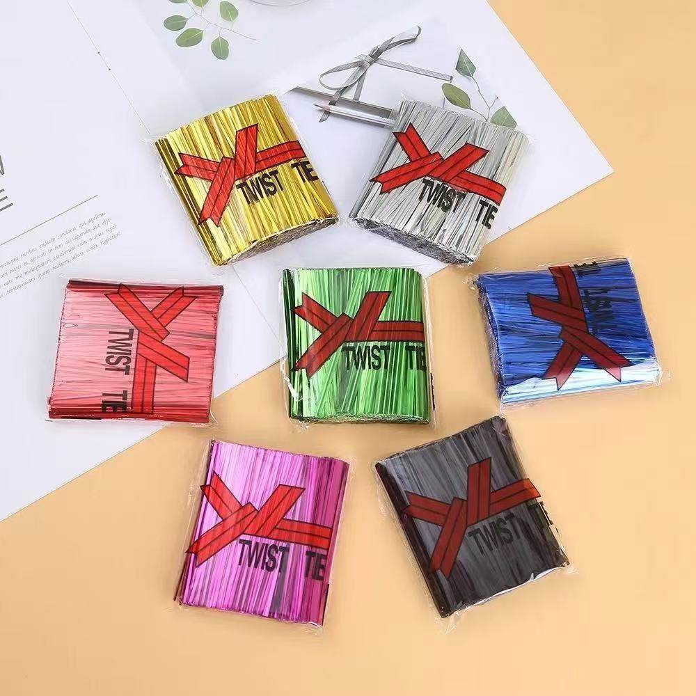 Color Tie Silk Gift Bread Toast Bag Binding Rope Food Lollipop Packaging Sealing Tie Gold and Silver Tie Silk