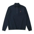 Navy blue half zipper—red pony