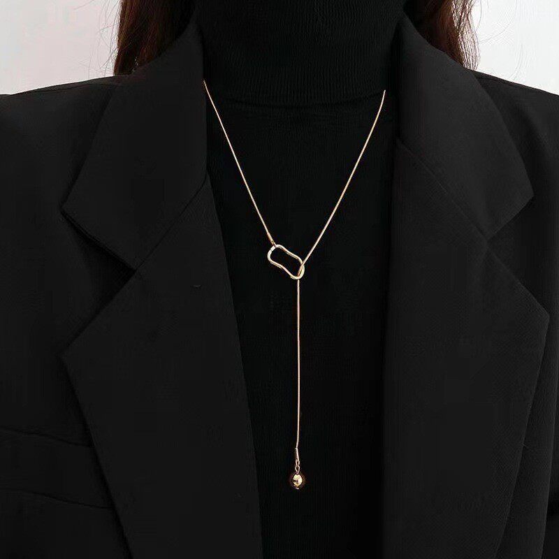 Simple design sense sweater necklace female high sense long necklace niche temperament double sweater chain jewelry wholesale