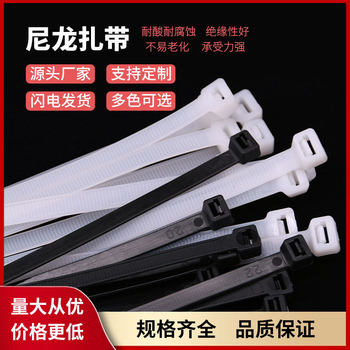Self-locking nylon cable tie production wholesale cable tie strap black and white size optional cold resistant