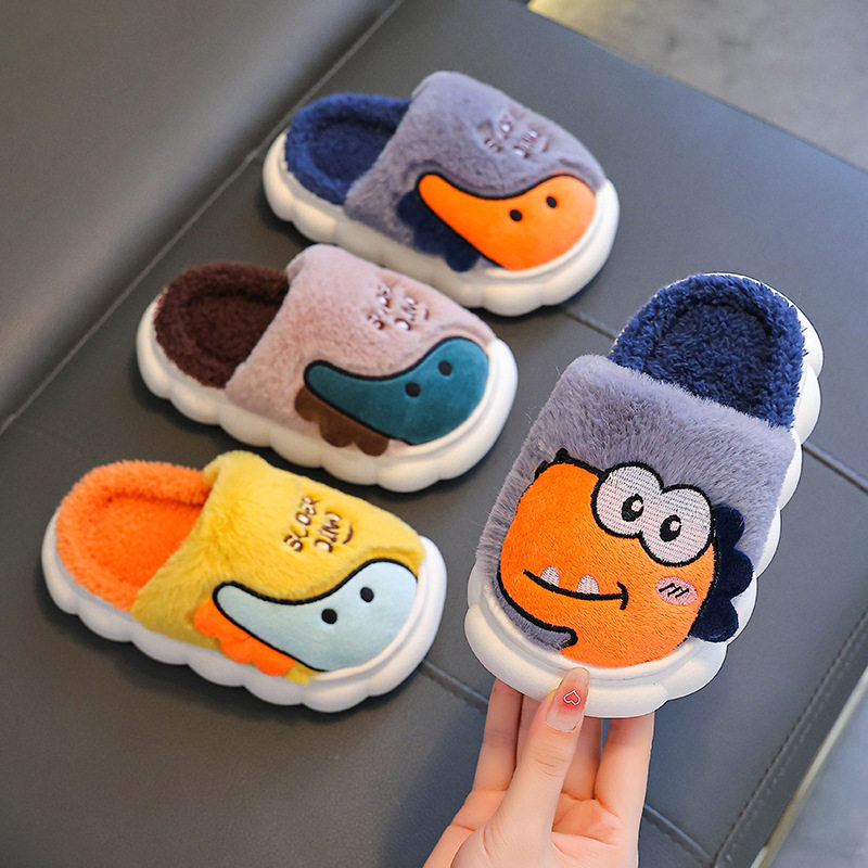 Children's Cotton Slippers Winter 2025 New Style Boys' Dinosaur Indoor Home Girls' Baby Kids Non-Slip Parent-Child Cotton Shoes