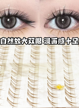 梦朵公主棕色浓密猫须下睫毛透明梗分段式野生凌乱毛流感MD-88