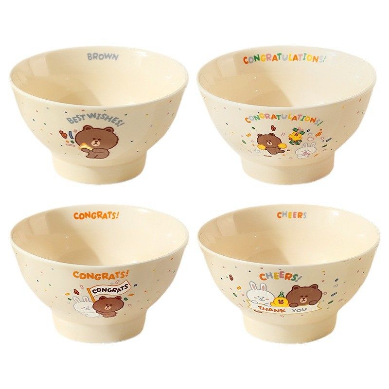 Brown Bear Ceramic Bowl Tableware Household suit Gift Box Couple Yogurt Salah Bowl Cute High-value Rice Bowl Soup Bowl