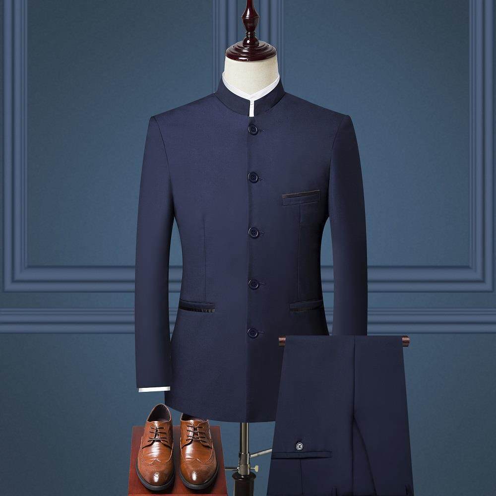 Slim-fit Zhongshan suit three-piece suit