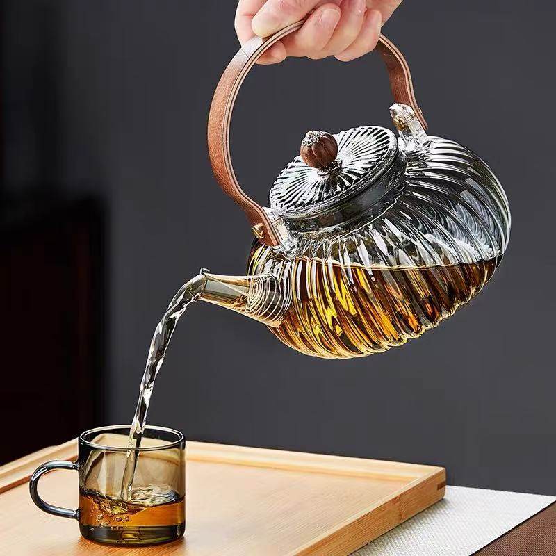 Glass teapot can be open fire high temperature resistant oven tea beam pot scented tea health pot electric pottery stove pumpkin teapot