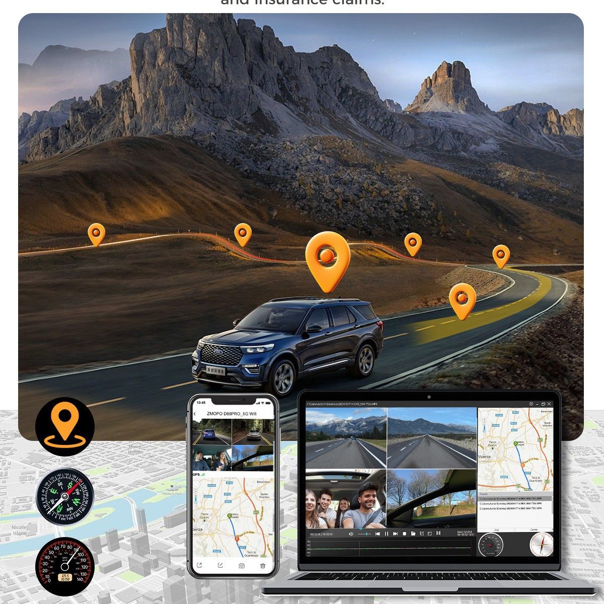 Cross-Border Rexing Four-Lens Driving Recorder Hd 1080P Wide-Angle Night Vision 4-Recording Camera Parking Monitoring