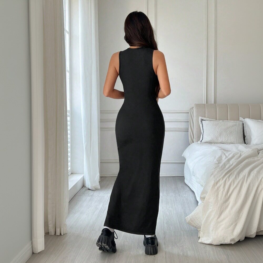 Womens Sleeveless Maxi Dress Simple Elegant Bodycon Fit Round Neck Spring Summer Fashion Wholesale Available