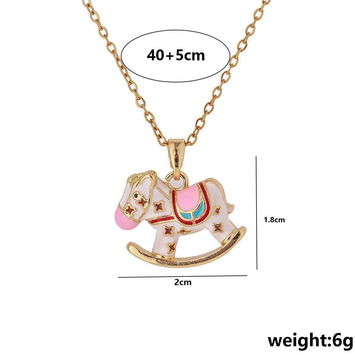 Enamel Drip Glaze Trojan Horse Pendant Titanium Steel Necklace Women's Niche Design Elegant Fashion Necklace New Trendy Clavicle Chain