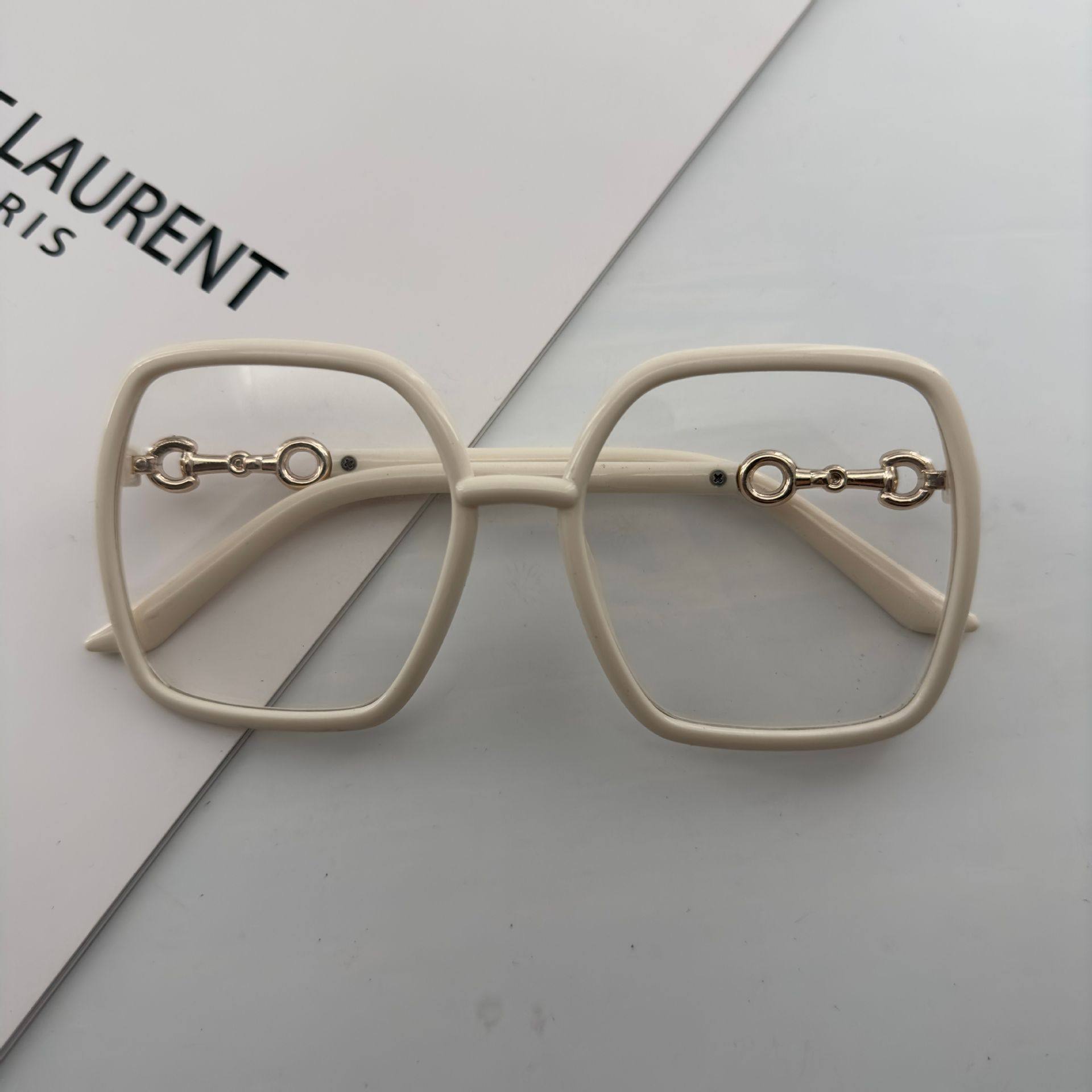 2025 Thick-Framed Black Plain Eyeglass Frames for Men, Large-Frame Blue Light Blocking Glasses Frames for Women, Geometric Large-Frame Design